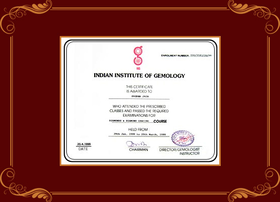 Certificate of Gemology - Prerna 